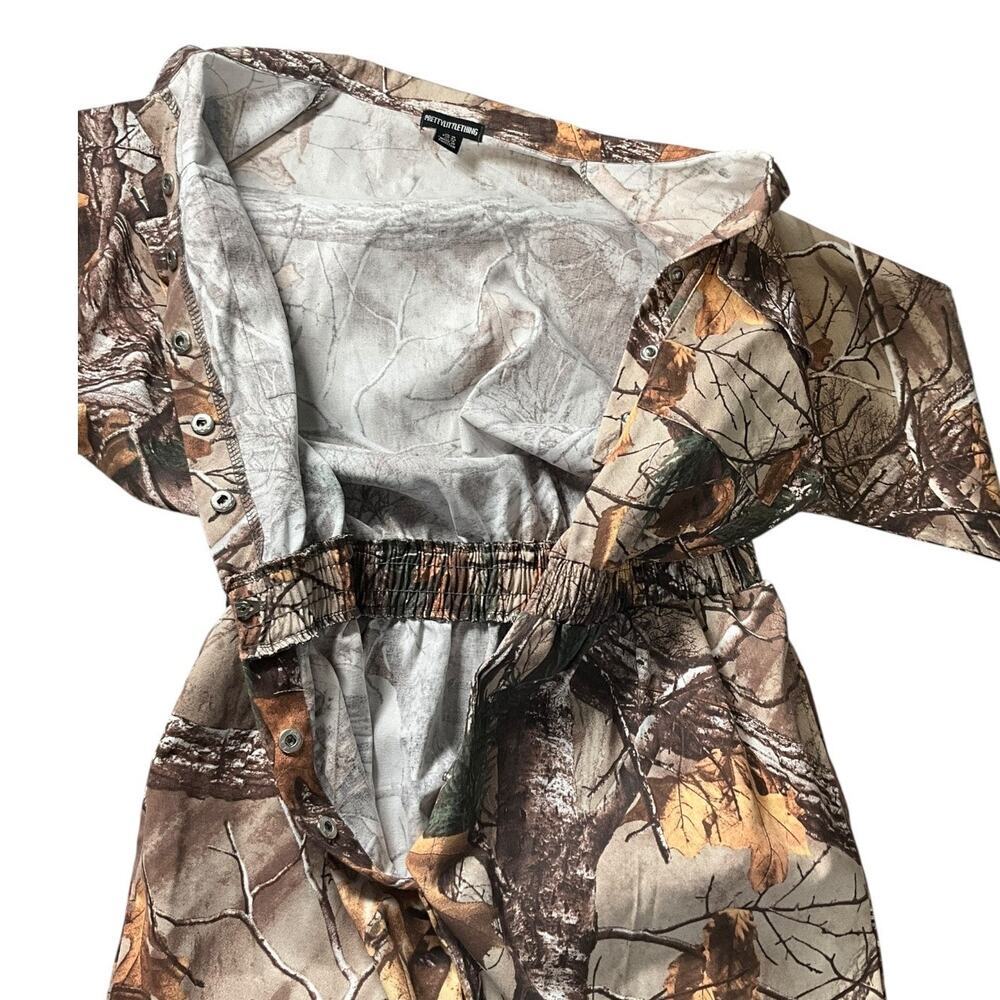 PrettyLittleThing Camo Utility Jumpsuit Women’s US 14 Hunting Print Long Sleeve - Picture 10 of 11